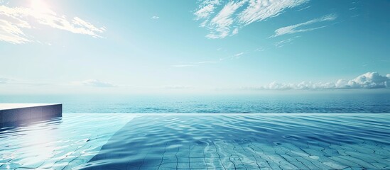 Wall Mural - Infinity pool on the bright summer day. Copy space image. Place for adding text and design
