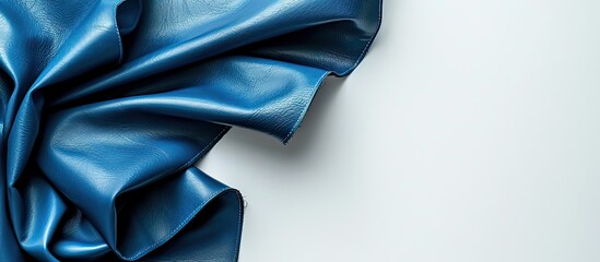 Poster - Fold Blue leatherette Sing on White background. Copy space image. Place for adding text and design