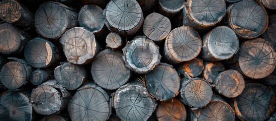 Rustic old wooden logs texture natural background. Dark wood background natural texture. Vintage grey pattern for decoration design. Home decor. Copy space.