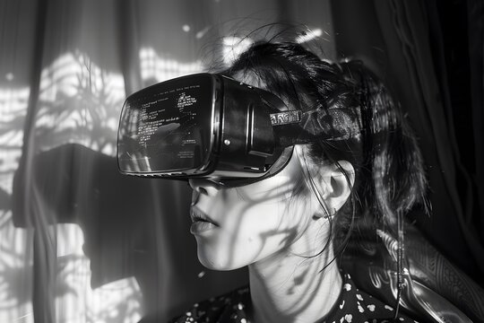 Woman with virtual glasses