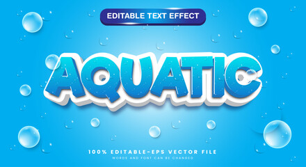 Wall Mural - Aquatic 3d editable text effect Template with water background