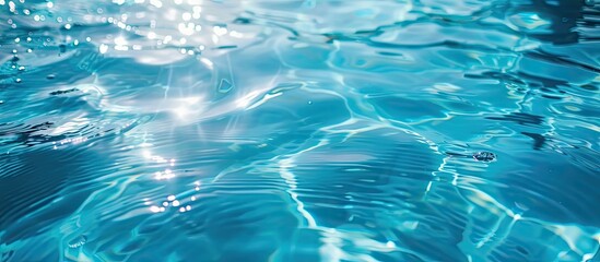 Wall Mural - Surface of blue swimming pool, water in swimming pool Background. Copy space image. Place for adding text or design