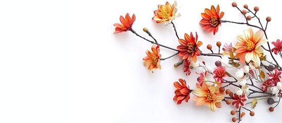 Wall Mural - artificial flowers decorative isolated on the white background. Copy space image. Place for adding text and design