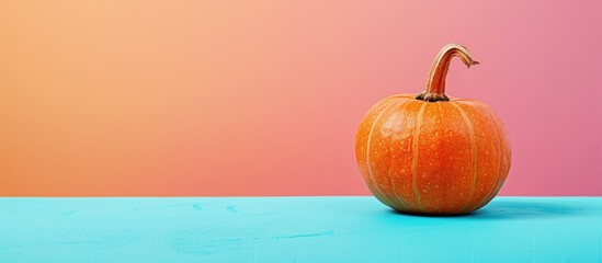 Wall Mural - ripe pumpkin on a pastel background  Food  Isolated. Copy space image. Place for adding text and design