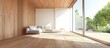 © Ilgun - modern little house with interior clad with wood. Copy space image. Place for adding text and design