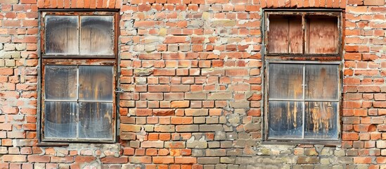 Wall Mural - Old brick wall and windows . Copy space image. Place for adding text and design