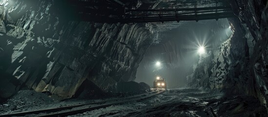 Modern coal mine. Copy space image. Place for adding text and design