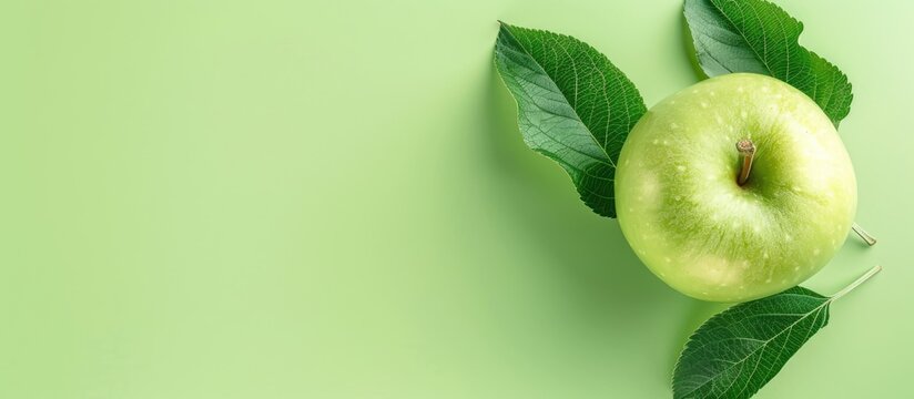 Green Apple pastel background  Food  Isolated  Nature. Copy space image. Place for adding text and design