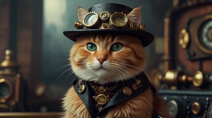 Steampunk Cat with Goggles