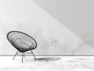 Wall Mural - Modern Minimalist Line Art Chair on Clean White Background