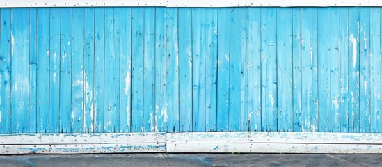 Wall Mural - Blue wooden house wall With a white wooden border. Copy space image. Place for adding text and design