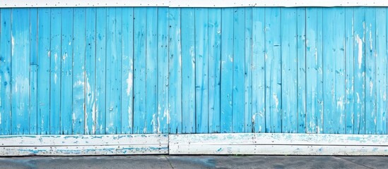 Poster - Blue wooden house wall With a white wooden border. Copy space image. Place for adding text and design