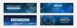 © arthead - High-tech horizontal banner template. Modern banner design with technology element. Data protection, internet communication, science, big data, cover design set. Sci-fi vector sample concept.