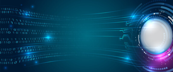 Computer background of numbers. Analytics, sorting, structuring, information transfer. Blue background with data flow. Binary code, artificial intelligence. Program code.