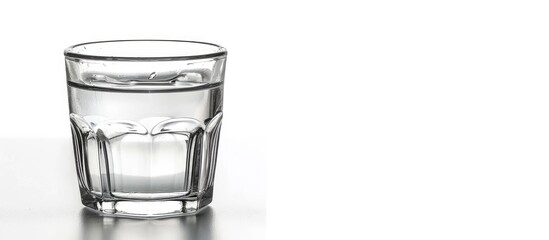 Canvas Print - A glass cup of water on a white background. Copy space image. Place for adding text and design