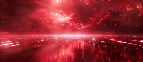 Wall Mural - The red horizon cloud abstract background with bright light in the center.
