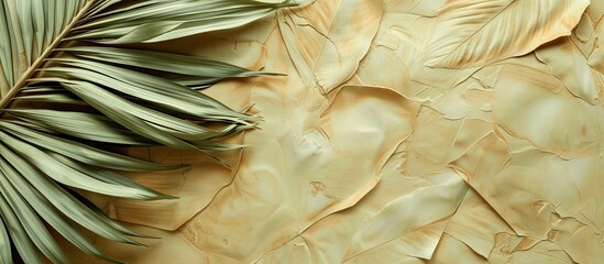 Wall Mural - closeup of dry tropical palm leaf isolated pattern background. minimal floral texture composition. c