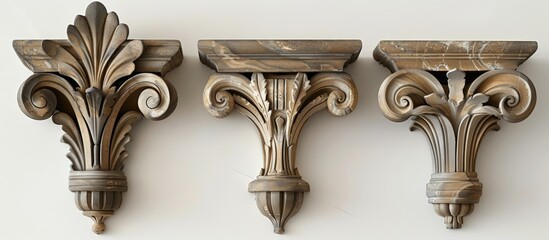 Sticker - Three finials for metal cornices. Three ending for curtain eaves. Three ending plug for cornices. Copy space image. Place for adding text and design