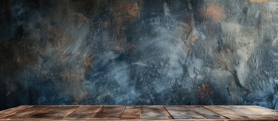 Wall Mural - wooden table over wall grunge background. Copy space image. Place for adding text and design