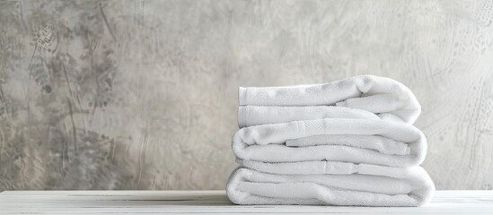 Set of Towels - White Color. Copy space image. Place for adding text and design