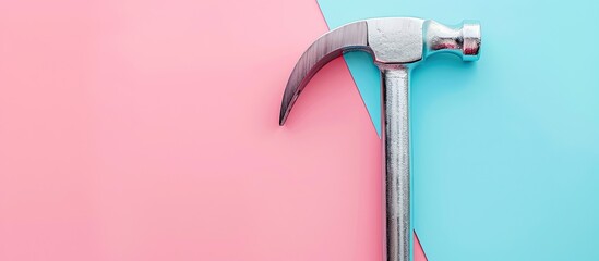 Hammer isolated over pastel background Isolated  Construction. Copy space image. Place for adding text and design