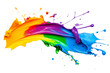 © Jani's Stocks - Colorful paint splash isolated on a PNG transparent background. Vibrant, dynamic paint splatter with various colors, perfect for design projects, digital art, and creative applications