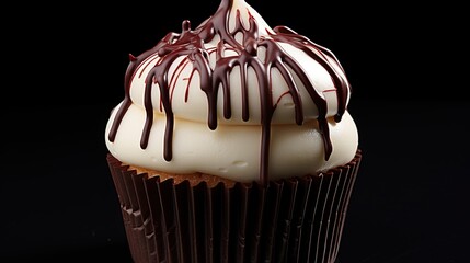 Wall Mural - chocolate cupcake with whipped cream