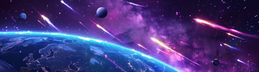 Wall Mural - observation of an outer space shooting star or meteorite