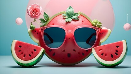 Wall Mural - Watermelon summertime festive style sunglasses