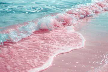 Wall Mural - The beach is a tropical pink sands and the water is clear turquoise