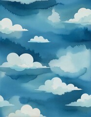 Canvas Print - cloudy skies: a watercolor wonderland
