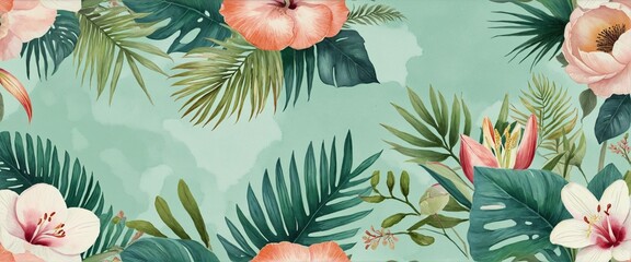 Wall Mural - Tropical Flora Decor: Botanical Wedding Collection