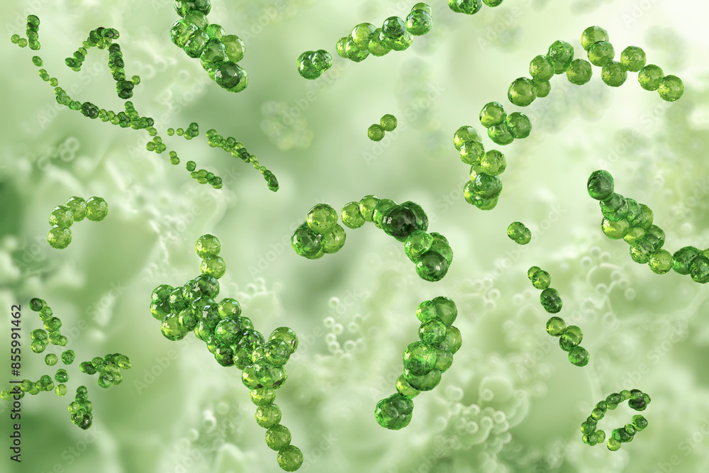 Streptococcus bacteria, pathogen gram-positive cocci chain. Scarlet ...