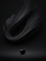 Abstract luxury black wave 3d background. Abstract wavy texture for exhibition products. Black wave flow with curved lines