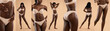 © Prostock-studio - Black woman in beige lingerie posing with different facial expressions and body language against a beige studio background.