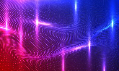 Wall Mural - abstract digital waving 3d particle technology background. futuristic glowing dots wave. 3d particle