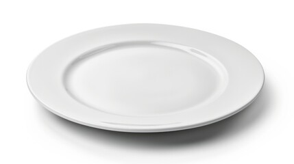 Wall Mural - White Plate. Empty Dinner Dish Isolated on Clean White Background