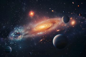 solar system in milky way show planets orbiting
