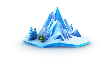 Wall Mural - A beautiful winter landscape with a snow-capped mountain, surrounded by pine trees.