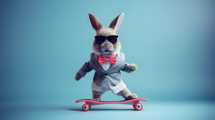 Sticker - rabbit wearing glasses for easter celebration background