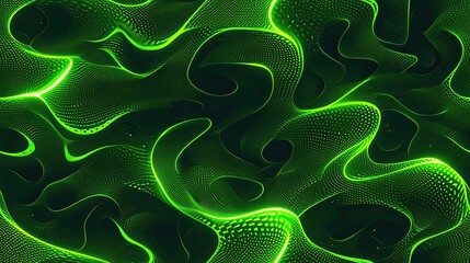 Sticker - pattern with green neon 3d form on the black background 