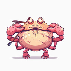 Wall Mural - Warrior Crab cartoon character isolated on white background. Crab knight cartoon