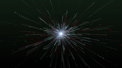 Wall Mural - digital tunnel of cyberspace with particles and lighting, technology motion in a cyber space. stream
