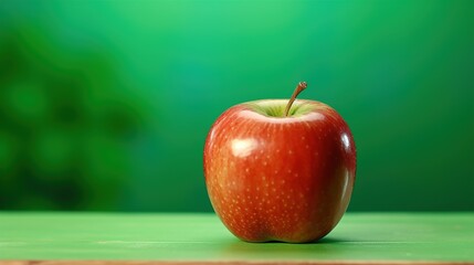 Poster - red apple on a green background