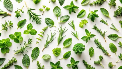 Wall Mural - Seamless pattern with fresh green herbs on a light background texture, green, herbs, fresh, seamless, pattern, light, background