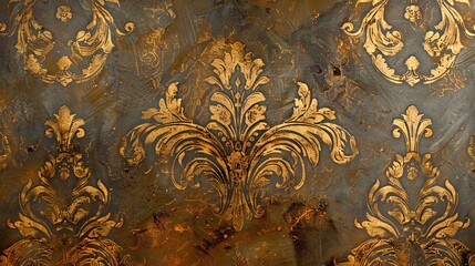 Sticker - Bronze and Gold Leaf Patterns: Intricate patterns of Venetian stucco with bronze tones and gold leaf accents, creating