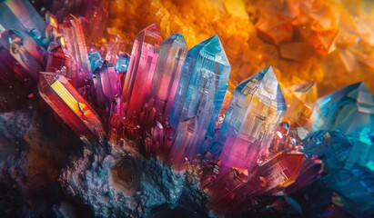 Wall Mural - Detailed image of a colorful mineral crystal structure
