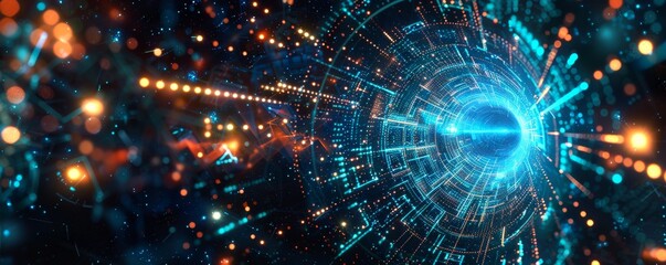 Digital background tech processes, neural networks, artificial intelligence, data transfer and encryption