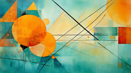 Poster - Abstract Geometric Design with Circles and Triangles