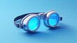 © BozStock - Blue steampunk goggles on blue background. 3d rendering.